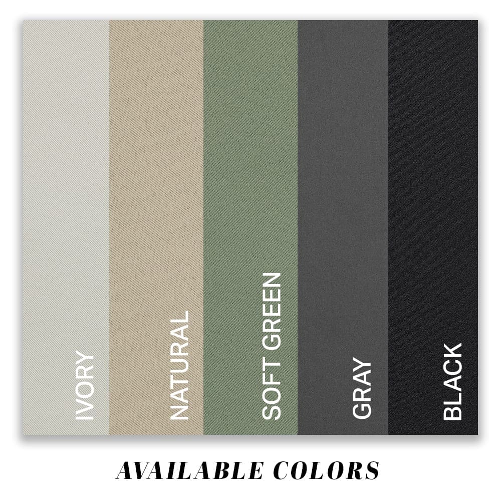 Alona colour range: Ivory, Natural, Soft Green, Gray and Black