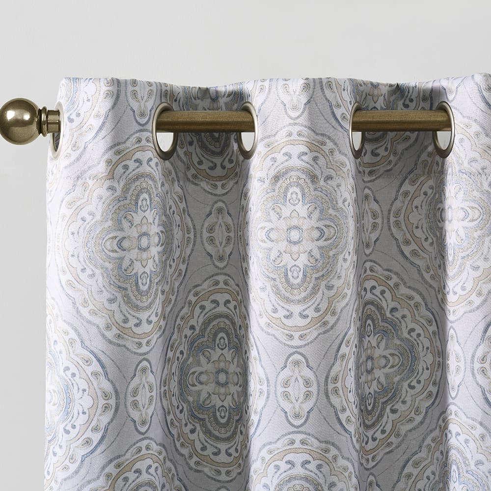 Close-up of the top of a Camilla blue panel on its rod