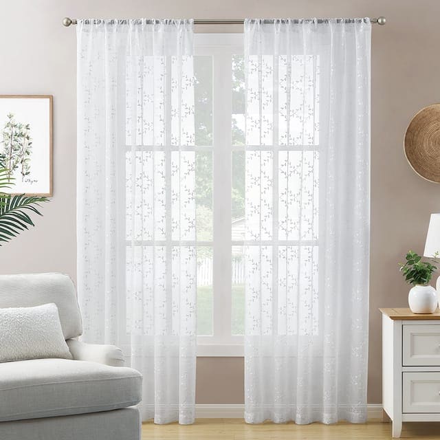 Leaf Embroidery sheer curtains
