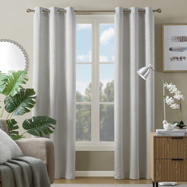 Marquee curtains, grey with silver foil