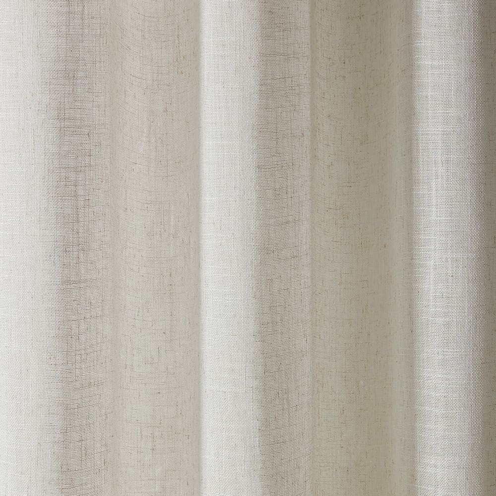 The folds of a Valencia natural linen blend panel, close up